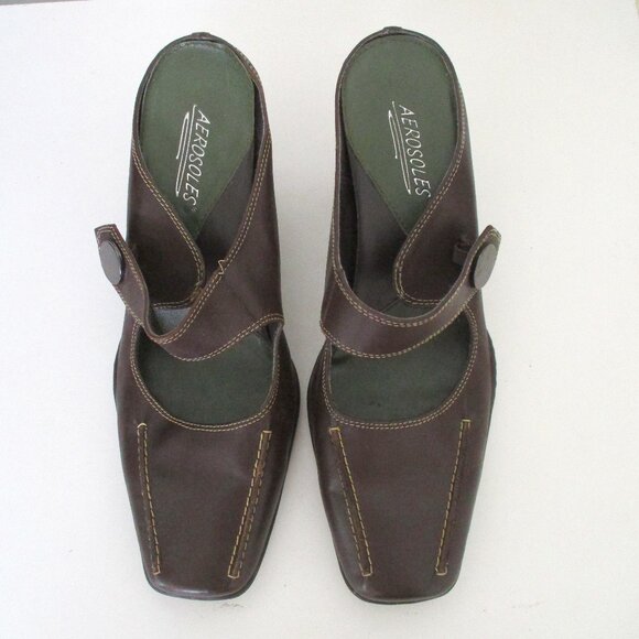 Aerosoles "Snapped" Womens Brown Leather Mule w/2.5" Heel - Size 8M - Picture 4 of 8